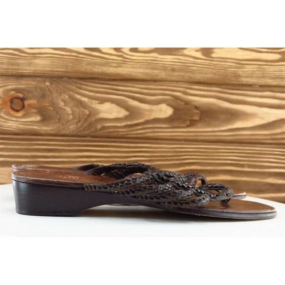 Cole Haan Resort Sz 8 M Brown Flip Flop Leather Women Sandals 1530 - Picture 4 of 8